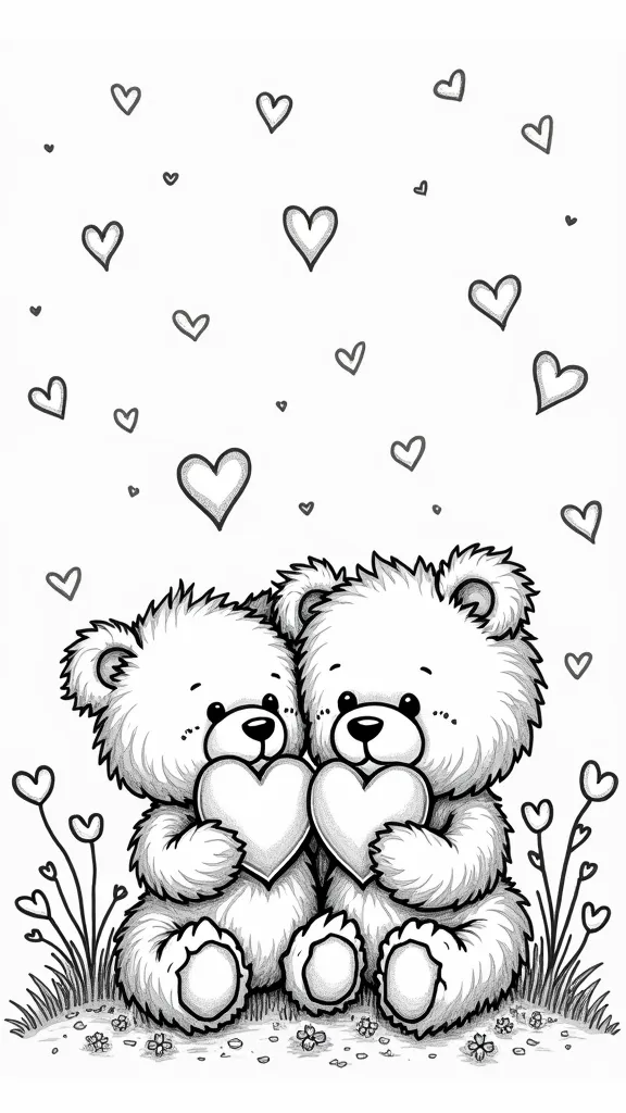 Teddy Bear Paginas para colorear del día de San Valentín